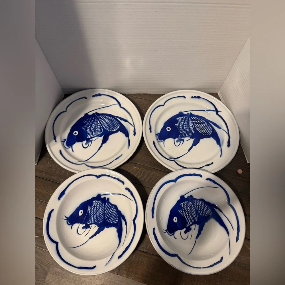 Vintage Goldfish Brand Koi Enamel set